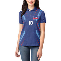 Custom Haiti National Football Women Polo Shirt Sporty Style - Wonder Print Shop