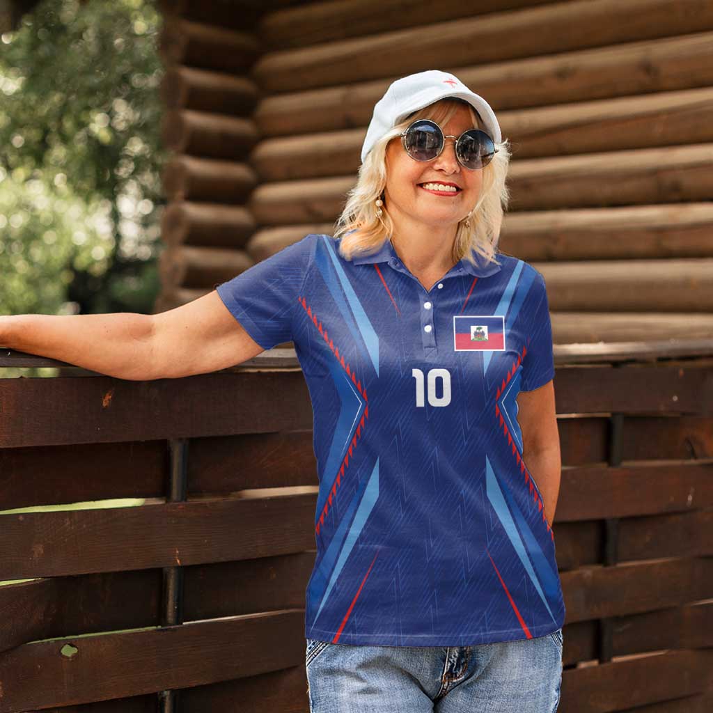 Custom Haiti National Football Women Polo Shirt Sporty Style - Wonder Print Shop
