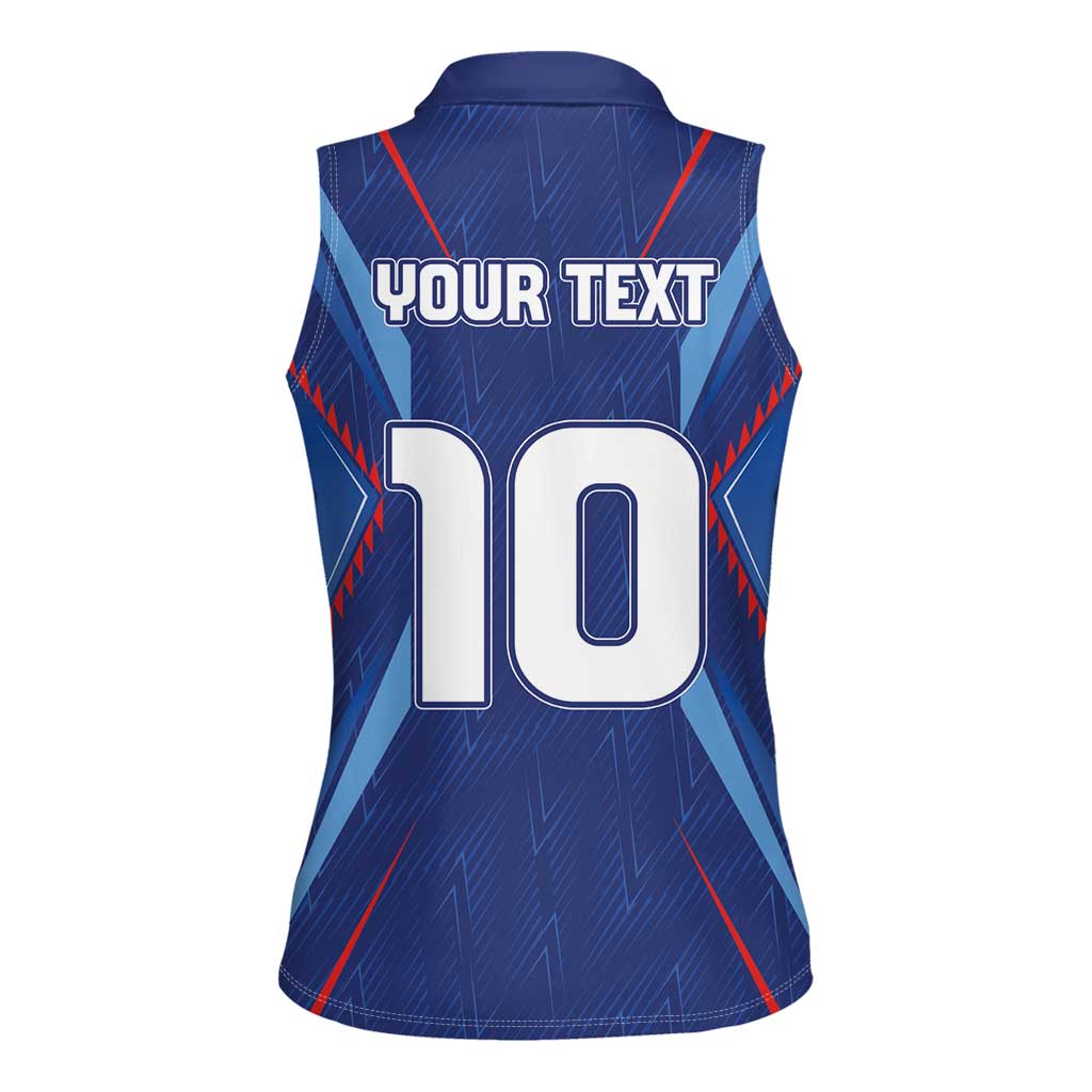 Custom Haiti National Football Women Sleeveless Polo Shirt Sporty Style - Wonder Print Shop