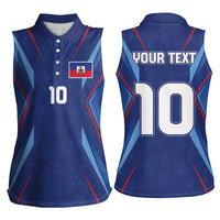 Custom Haiti National Football Women Sleeveless Polo Shirt Sporty Style - Wonder Print Shop