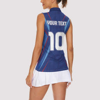 Custom Haiti National Football Women Sleeveless Polo Shirt Sporty Style - Wonder Print Shop
