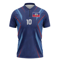 Custom Haiti National Football Zipper Polo Shirt Sporty Style - Wonder Print Shop