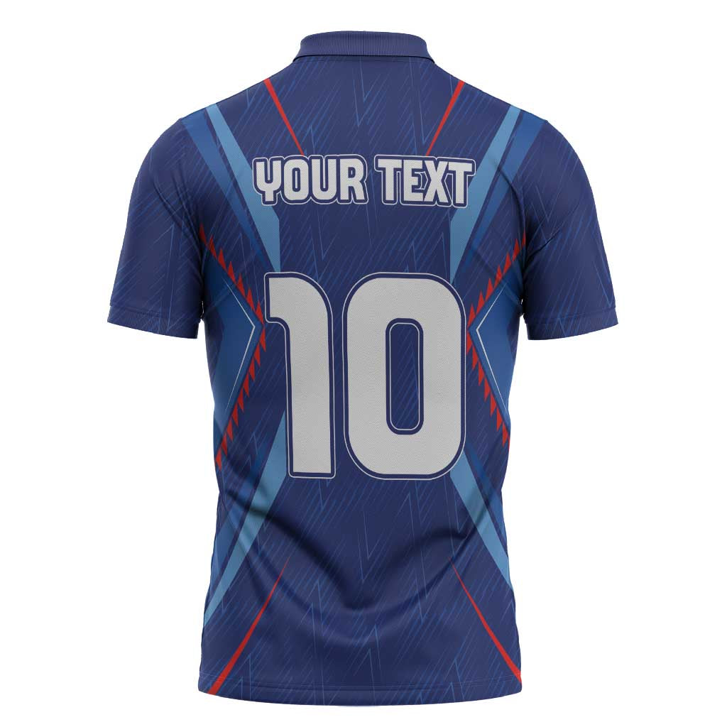 Custom Haiti National Football Zipper Polo Shirt Sporty Style - Wonder Print Shop