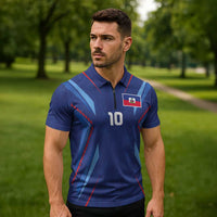 Custom Haiti National Football Zipper Polo Shirt Sporty Style - Wonder Print Shop