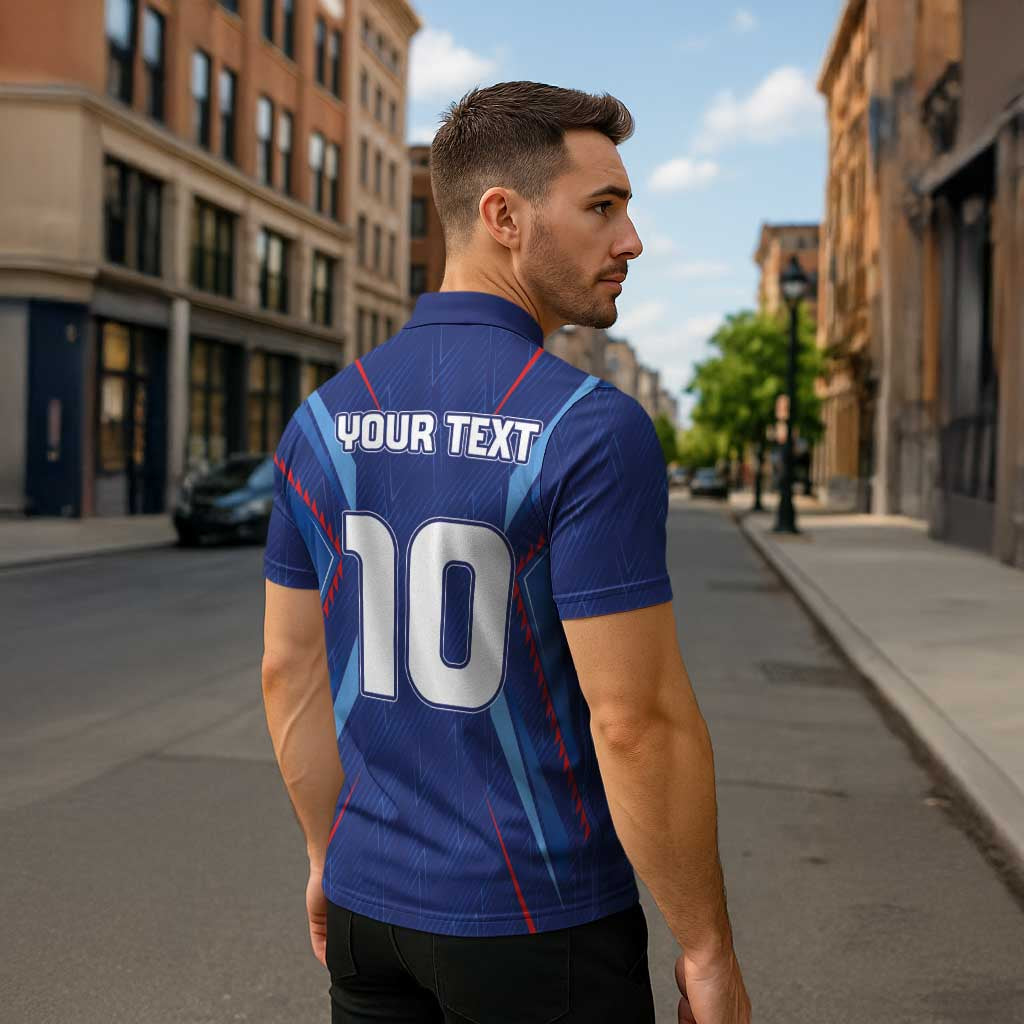 Custom Haiti National Football Zipper Polo Shirt Sporty Style - Wonder Print Shop