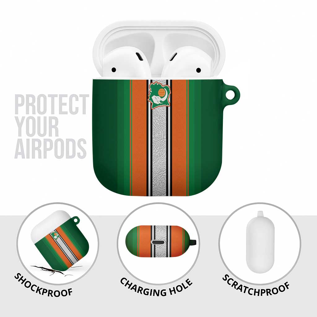 Ivory Coast National Football AirPods Case Les Elephants-Striped Sport Style - Wonder Print Shop