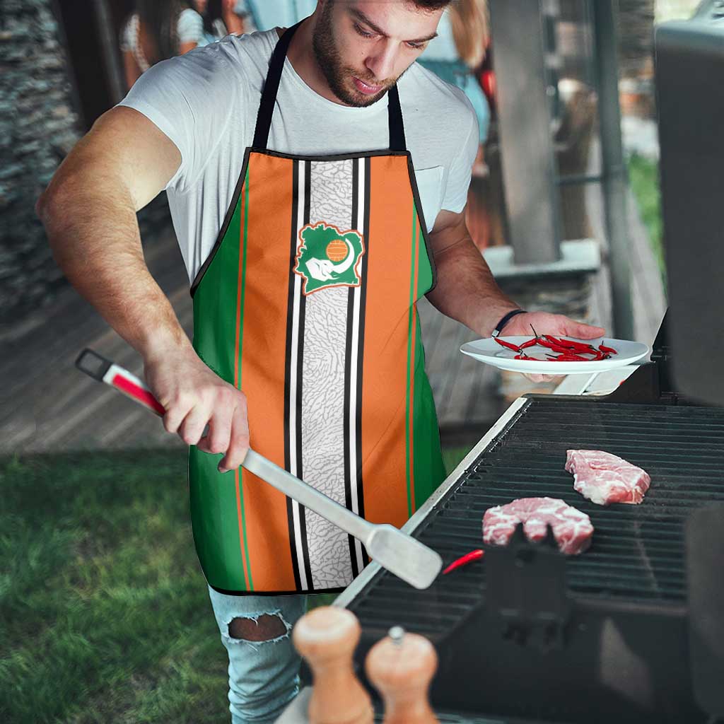 Ivory Coast National Football Apron Les Elephants-Striped Sport Style - Wonder Print Shop
