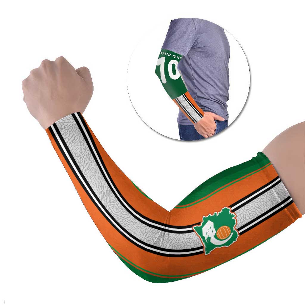 Custom Ivory Coast National Football Arm Sleeves Les Elephants-Striped Sport Style - Wonder Print Shop