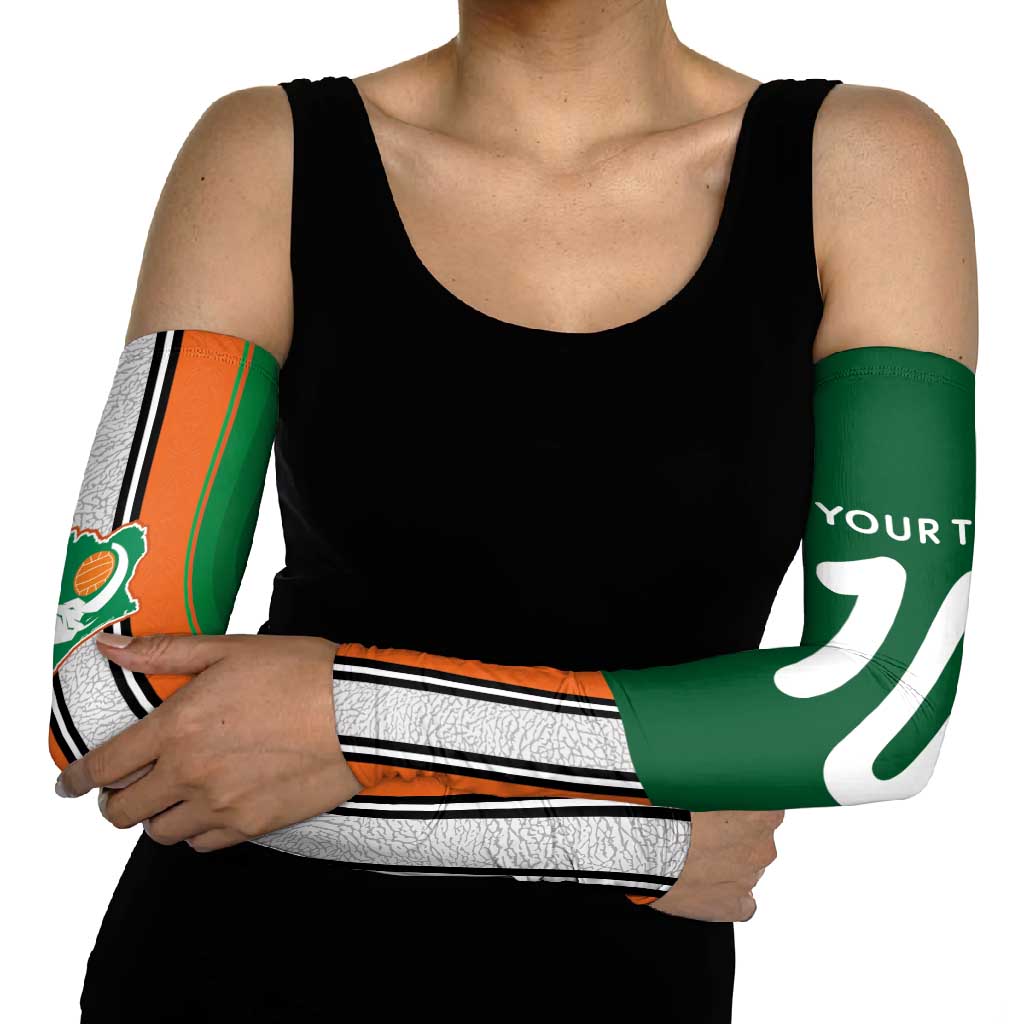 Custom Ivory Coast National Football Arm Sleeves Les Elephants-Striped Sport Style - Wonder Print Shop