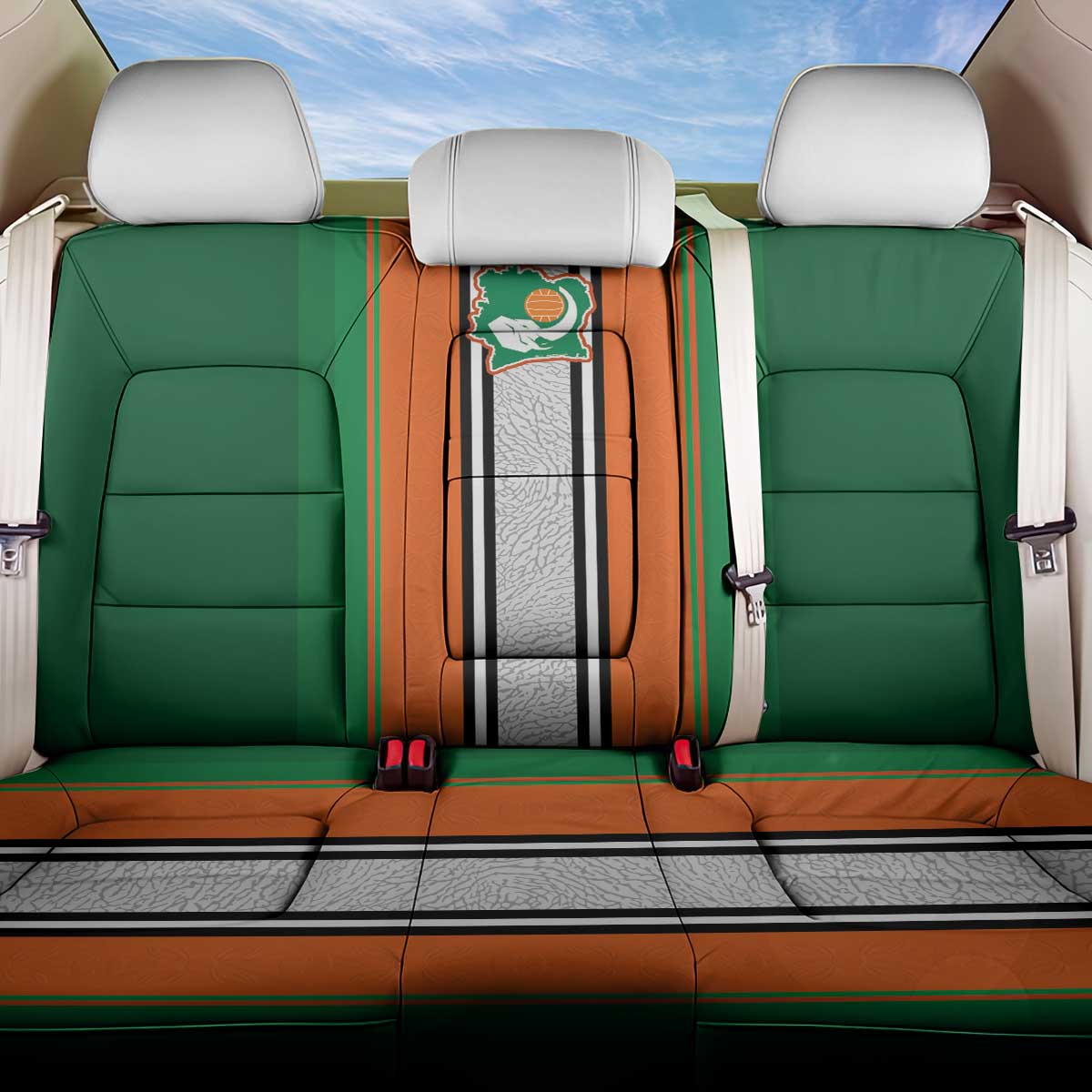Ivory Coast National Football Back Car Seat Cover Les Elephants-Striped Sport Style - Wonder Print Shop