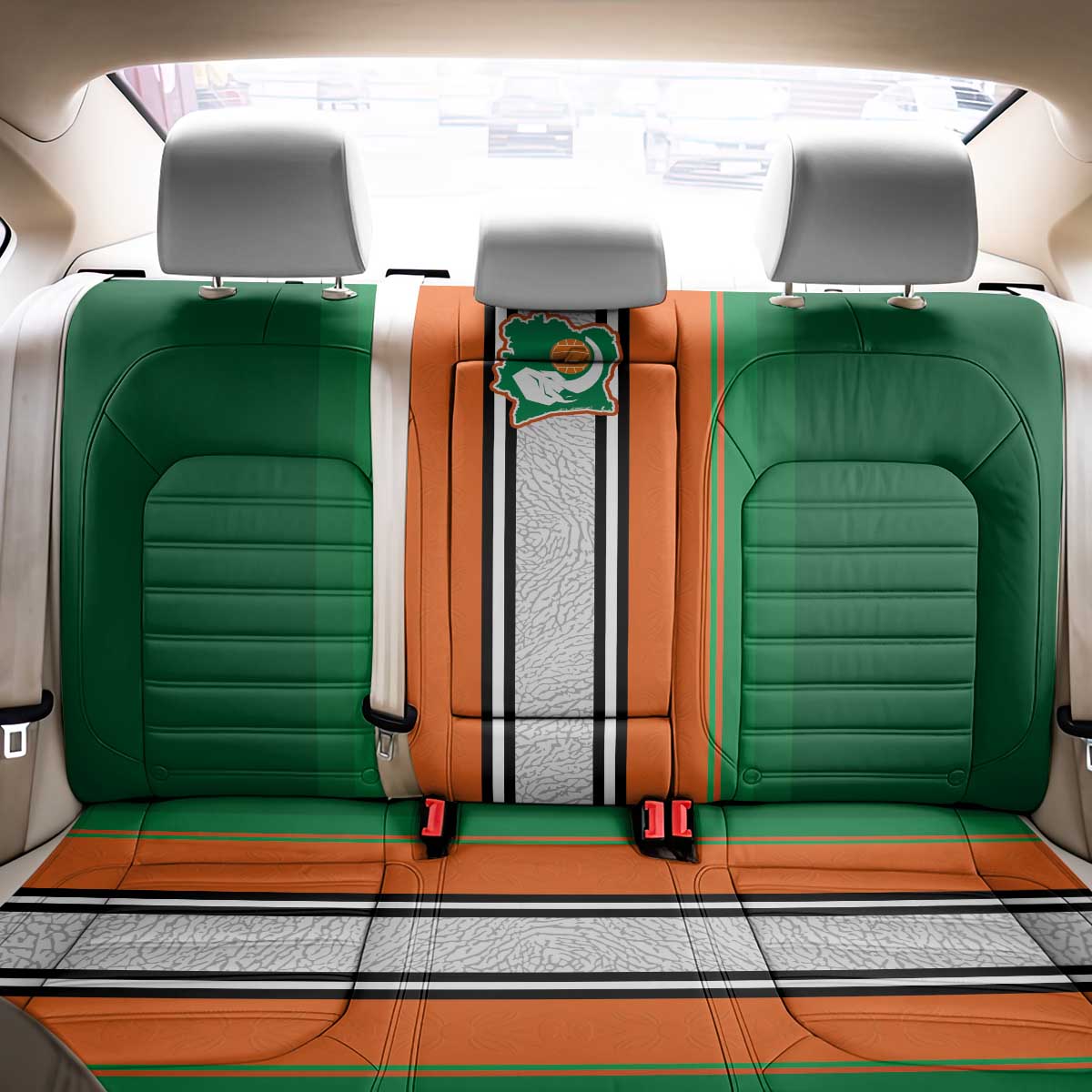 Ivory Coast National Football Back Car Seat Cover Les Elephants-Striped Sport Style - Wonder Print Shop