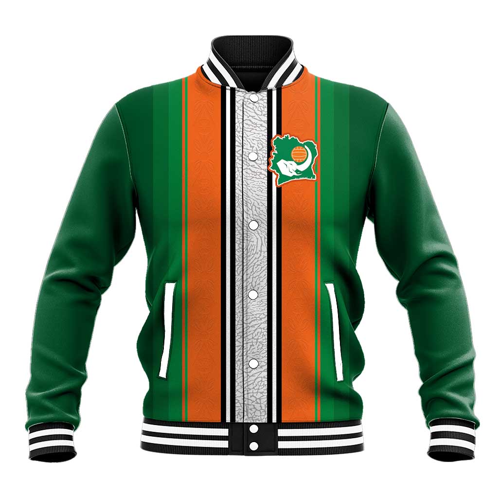 Custom Ivory Coast National Football Baseball Jacket Les Elephants-Striped Sport Style - Wonder Print Shop
