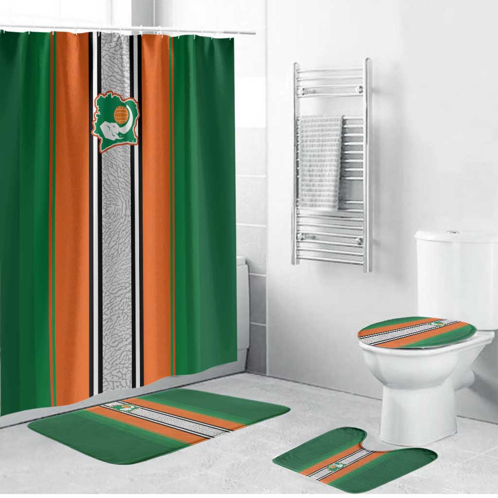 Ivory Coast National Football Bathroom Set Les Elephants-Striped Sport Style - Wonder Print Shop