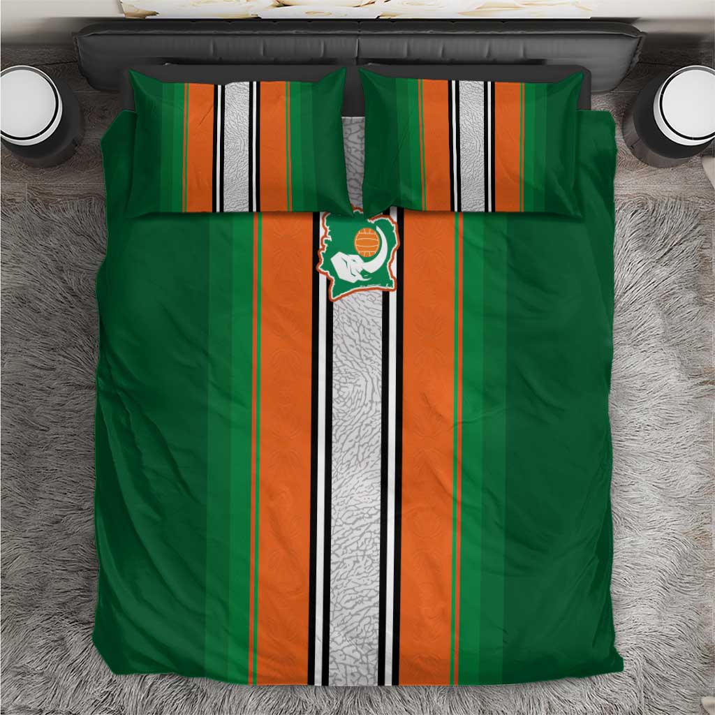 Ivory Coast National Football Bedding Set Les Elephants-Striped Sport Style - Wonder Print Shop