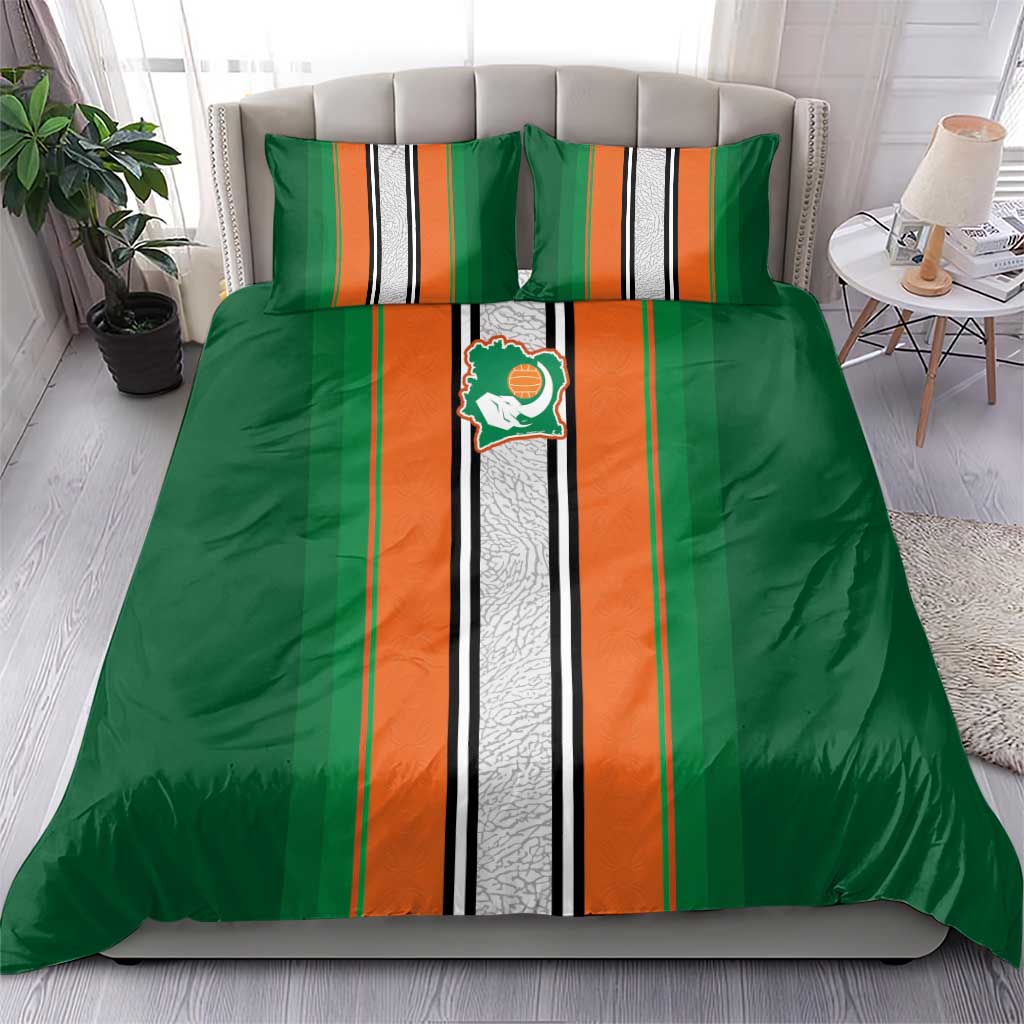 Ivory Coast National Football Bedding Set Les Elephants-Striped Sport Style - Wonder Print Shop