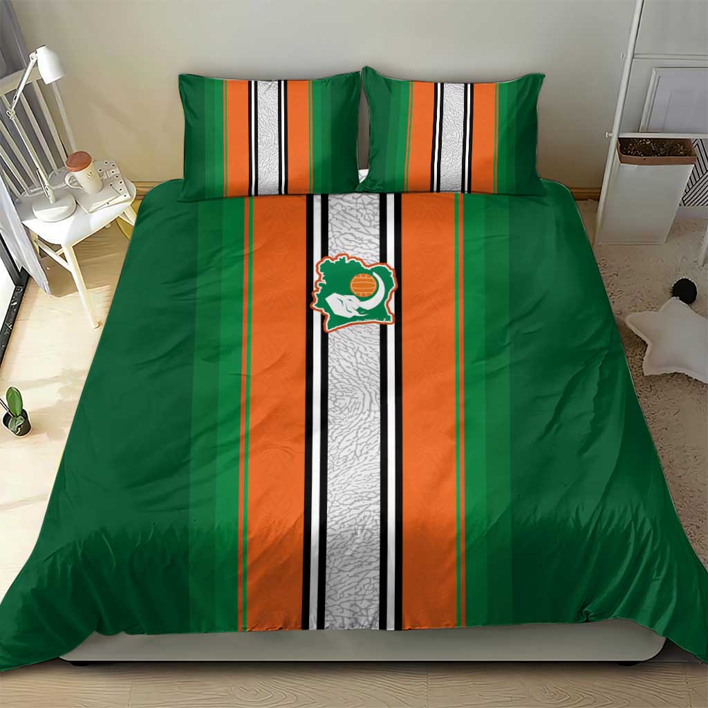 Ivory Coast National Football Bedding Set Les Elephants-Striped Sport Style - Wonder Print Shop