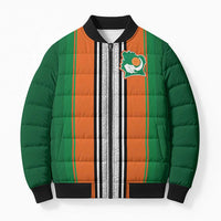 Custom Ivory Coast National Football Bomber Puffer Jacket Les Elephants-Striped Sport Style - Wonder Print Shop