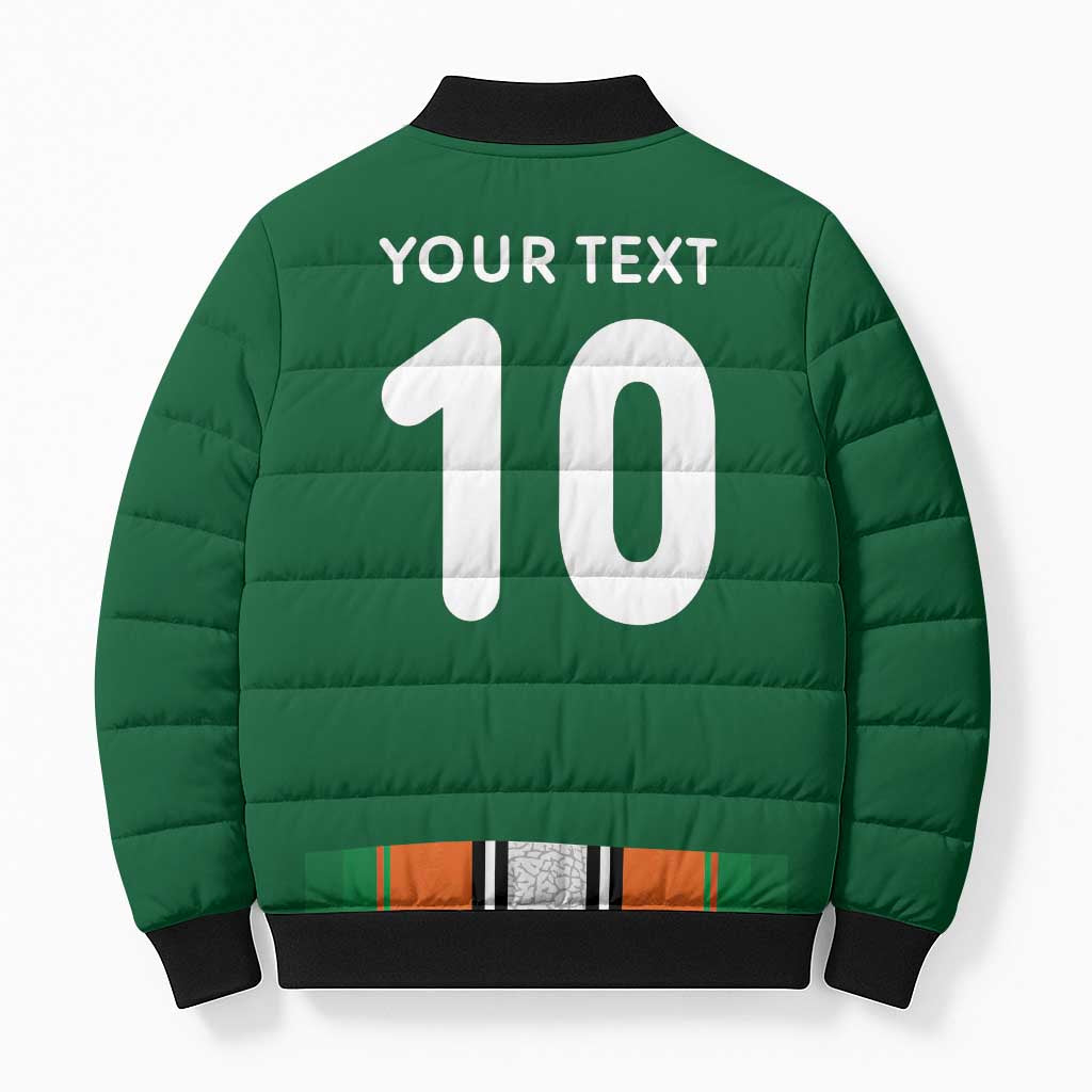 Custom Ivory Coast National Football Bomber Puffer Jacket Les Elephants-Striped Sport Style - Wonder Print Shop