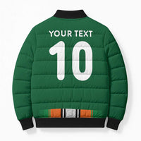 Custom Ivory Coast National Football Bomber Puffer Jacket Les Elephants-Striped Sport Style - Wonder Print Shop