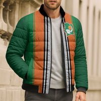 Custom Ivory Coast National Football Bomber Puffer Jacket Les Elephants-Striped Sport Style - Wonder Print Shop