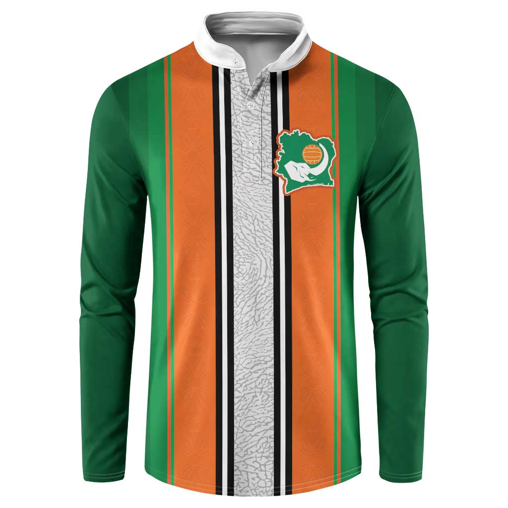 Custom Ivory Coast National Football Button Sweatshirt Les Elephants-Striped Sport Style - Wonder Print Shop
