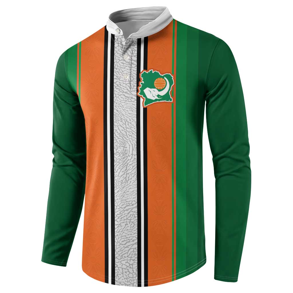Custom Ivory Coast National Football Button Sweatshirt Les Elephants-Striped Sport Style - Wonder Print Shop