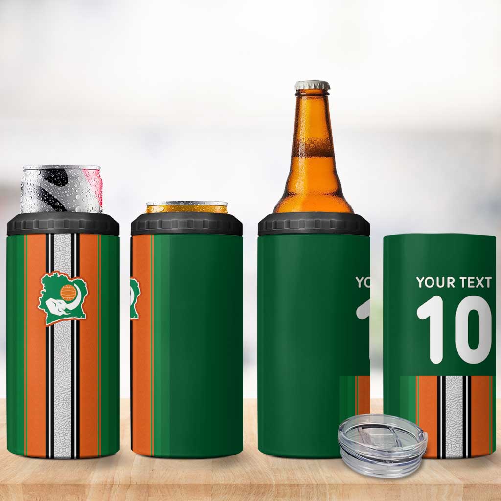 Custom Ivory Coast National Football 4 in 1 Can Cooler Tumbler Les Elephants-Striped Sport Style - Wonder Print Shop