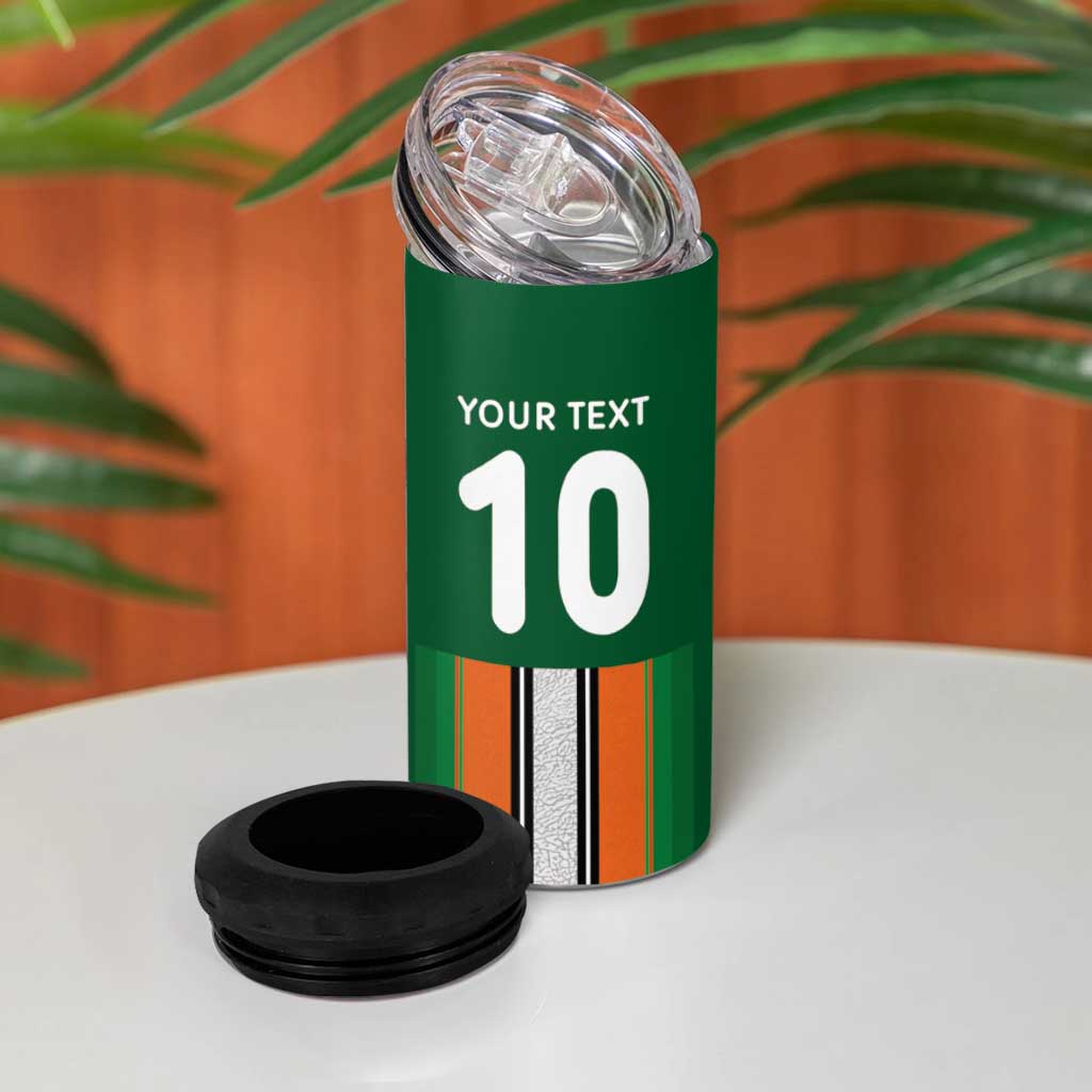 Custom Ivory Coast National Football 4 in 1 Can Cooler Tumbler Les Elephants-Striped Sport Style - Wonder Print Shop