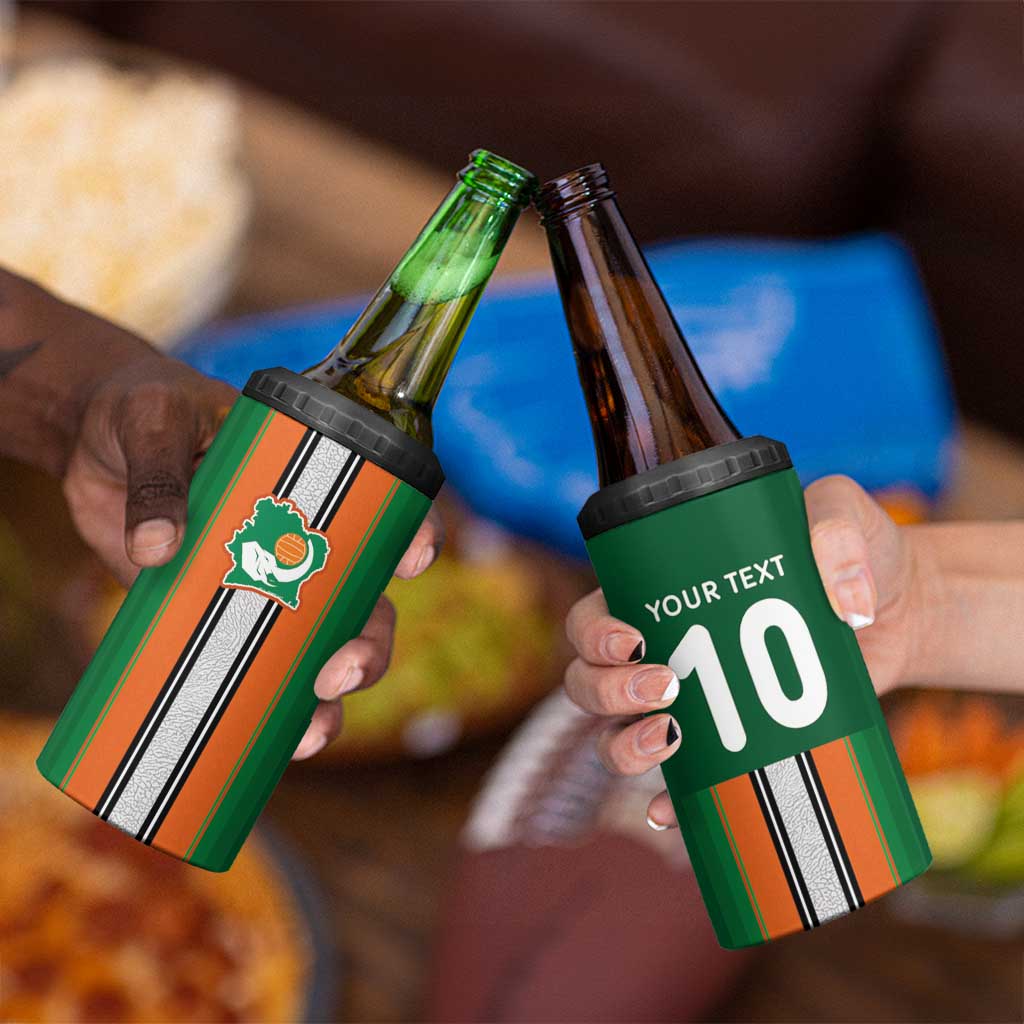 Custom Ivory Coast National Football 4 in 1 Can Cooler Tumbler Les Elephants-Striped Sport Style - Wonder Print Shop