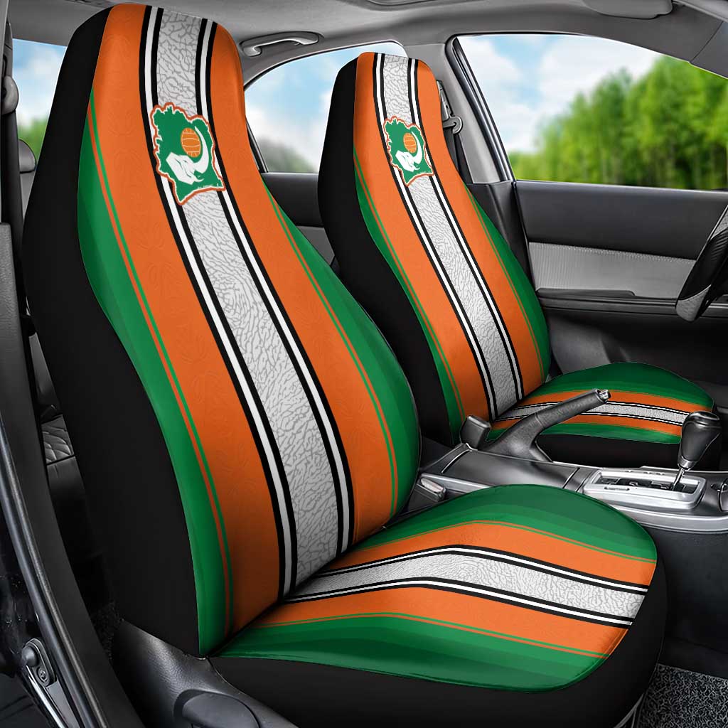 Ivory Coast National Football Car Seat Cover Les Elephants-Striped Sport Style - Wonder Print Shop