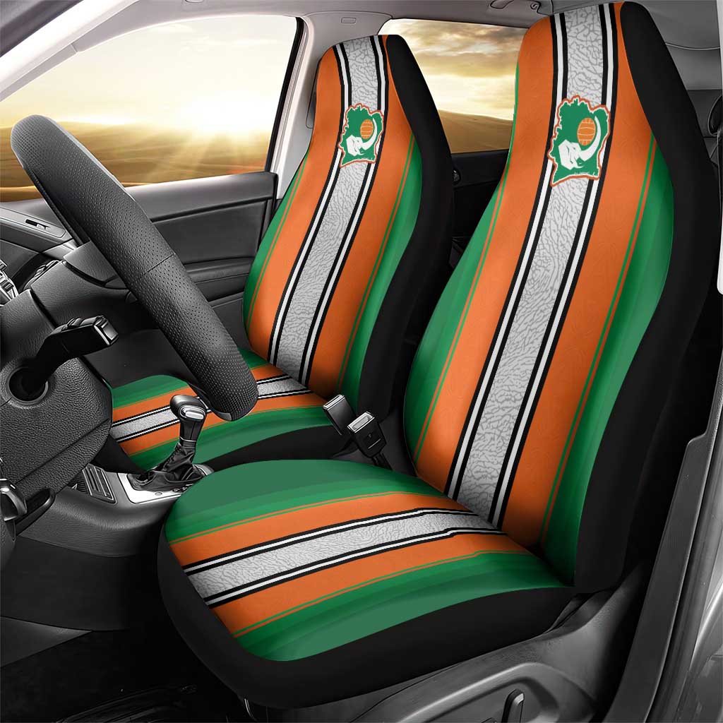 Ivory Coast National Football Car Seat Cover Les Elephants-Striped Sport Style - Wonder Print Shop