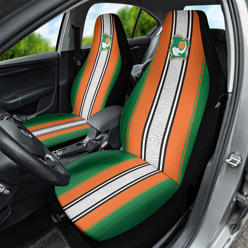 Ivory Coast National Football Car Seat Cover Les Elephants-Striped Sport Style - Wonder Print Shop