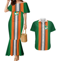 Custom Ivory Coast National Football Couples Matching Mermaid Dress and Hawaiian Shirt Les Elephants-Striped Sport Style - Wonder Print Shop