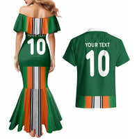 Custom Ivory Coast National Football Couples Matching Mermaid Dress and Hawaiian Shirt Les Elephants-Striped Sport Style - Wonder Print Shop