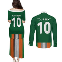 Custom Ivory Coast National Football Couples Matching Puletasi and Long Sleeve Button Shirt Les Elephants-Striped Sport Style - Wonder Print Shop