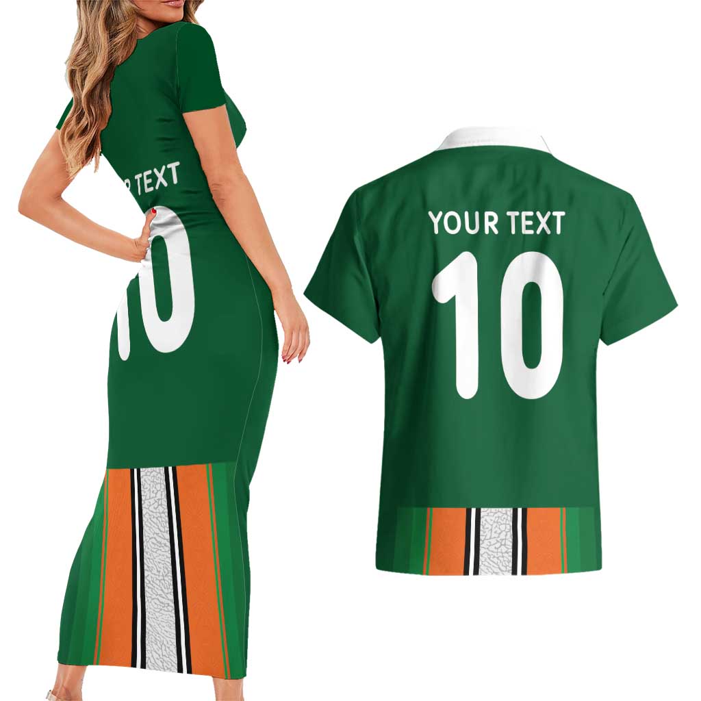 Custom Ivory Coast National Football Couples Matching Short Sleeve Bodycon Dress and Hawaiian Shirt Les Elephants-Striped Sport Style - Wonder Print Shop