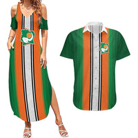 Custom Ivory Coast National Football Couples Matching Summer Maxi Dress and Hawaiian Shirt Les Elephants-Striped Sport Style - Wonder Print Shop