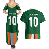 Custom Ivory Coast National Football Couples Matching Summer Maxi Dress and Hawaiian Shirt Les Elephants-Striped Sport Style - Wonder Print Shop