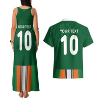 Custom Ivory Coast National Football Couples Matching Tank Maxi Dress and Hawaiian Shirt Les Elephants-Striped Sport Style - Wonder Print Shop