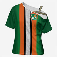 Custom Ivory Coast National Football Cross Shoulder Shirt Les Elephants-Striped Sport Style - Wonder Print Shop