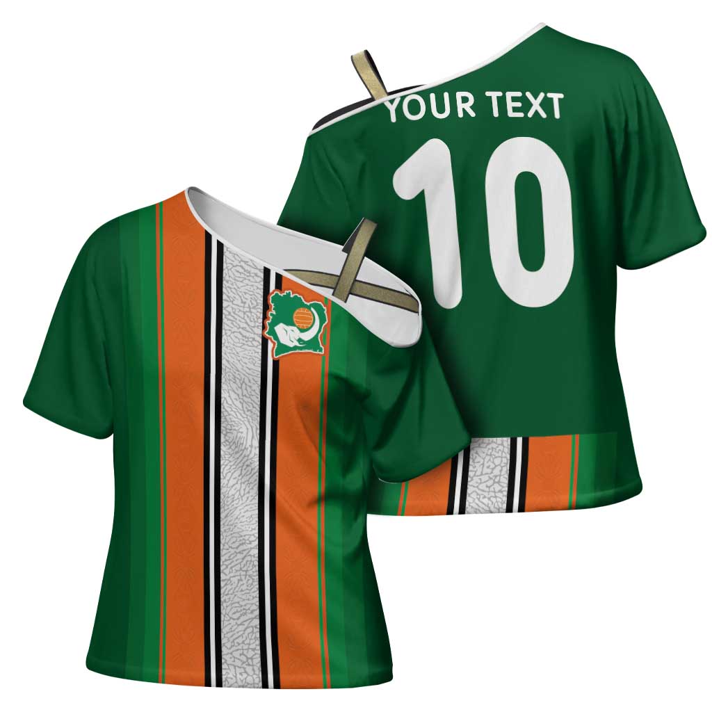 Custom Ivory Coast National Football Cross Shoulder Shirt Les Elephants-Striped Sport Style - Wonder Print Shop