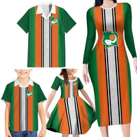 Custom Ivory Coast National Football Family Matching Long Sleeve Bodycon Dress and Hawaiian Shirt Les Elephants-Striped Sport Style - Wonder Print Shop