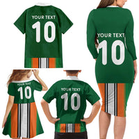 Custom Ivory Coast National Football Family Matching Long Sleeve Bodycon Dress and Hawaiian Shirt Les Elephants-Striped Sport Style - Wonder Print Shop