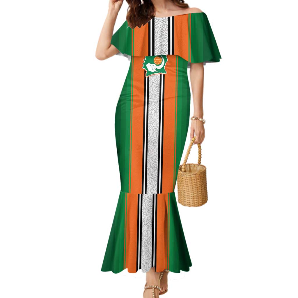 Custom Ivory Coast National Football Family Matching Mermaid Dress and Hawaiian Shirt Les Elephants-Striped Sport Style - Wonder Print Shop