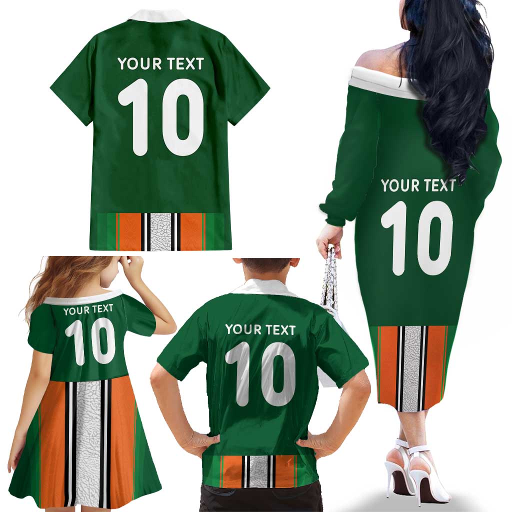 Custom Ivory Coast National Football Family Matching Off The Shoulder Long Sleeve Dress and Hawaiian Shirt Les Elephants-Striped Sport Style - Wonder Print Shop