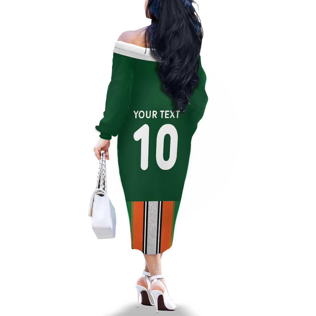 Custom Ivory Coast National Football Family Matching Off The Shoulder Long Sleeve Dress and Hawaiian Shirt Les Elephants-Striped Sport Style - Wonder Print Shop