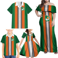 Custom Ivory Coast National Football Family Matching Off Shoulder Maxi Dress and Hawaiian Shirt Les Elephants-Striped Sport Style - Wonder Print Shop