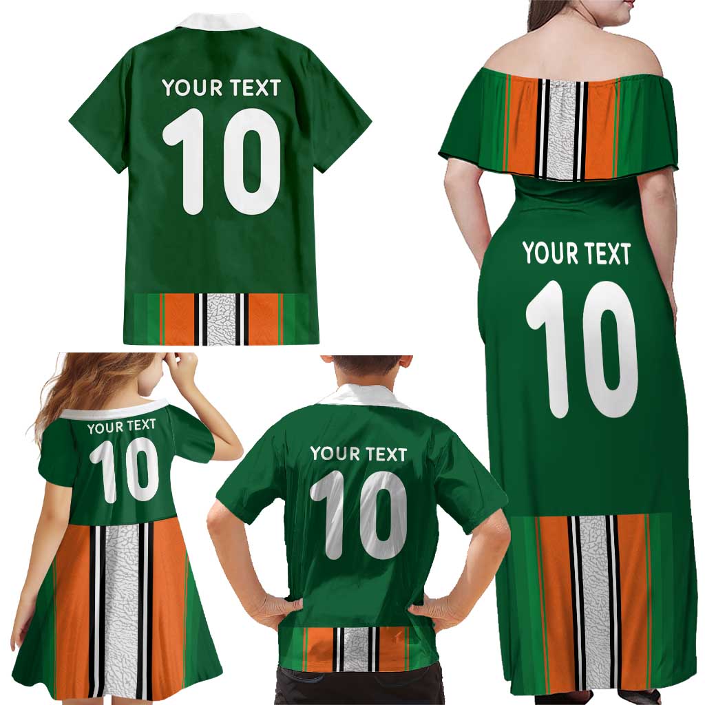 Custom Ivory Coast National Football Family Matching Off Shoulder Maxi Dress and Hawaiian Shirt Les Elephants-Striped Sport Style - Wonder Print Shop