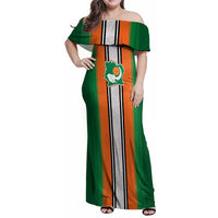 Custom Ivory Coast National Football Family Matching Off Shoulder Maxi Dress and Hawaiian Shirt Les Elephants-Striped Sport Style - Wonder Print Shop