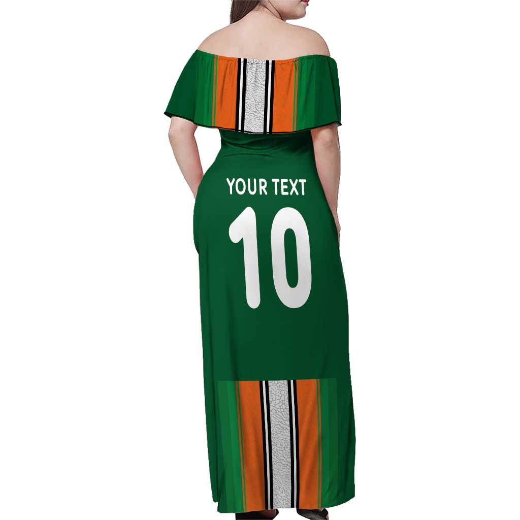Custom Ivory Coast National Football Family Matching Off Shoulder Maxi Dress and Hawaiian Shirt Les Elephants-Striped Sport Style - Wonder Print Shop